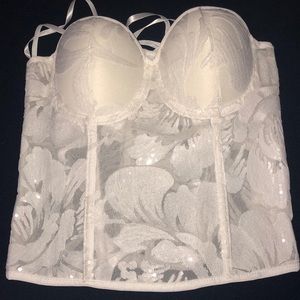 White Sequin Corset Top